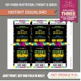 Neon Glow Party VIP Pass Invitations 